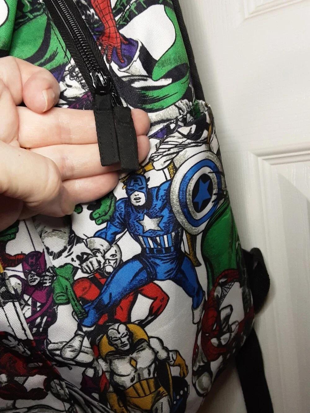 Marvel White Multi Superhero Print Backpack for Men Full Size